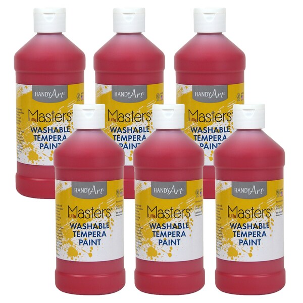 Little Masters Washable Tempera Paint, Red, 16 oz., PK6